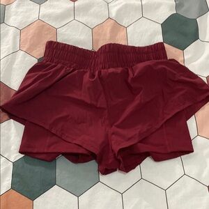 POPFLEX Red Athletic Shorts with Elastic Waistband